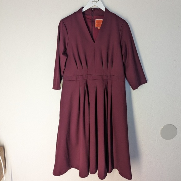 Modcloth Warranted Wanderlust Burgundy Dress Size 1XL - Picture 2 of 7